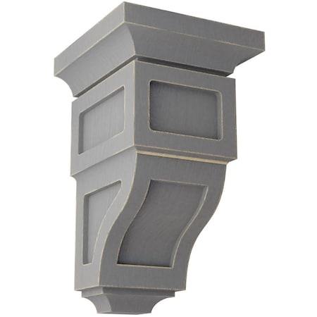 Ekena Millwork 3 1/2"W x 3 3/4"D x 6"H Mini Reyes Wood Vintage Decor Corbel, Pebble Grey CORWD03X03X06RYPG
